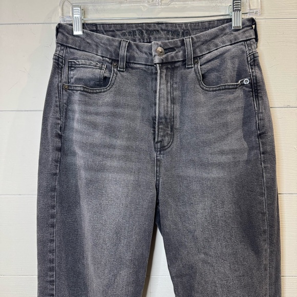 American Eagle Curvy Mom Jean Black Straight Leg Jeans Size 2 - Picture 2 of 12